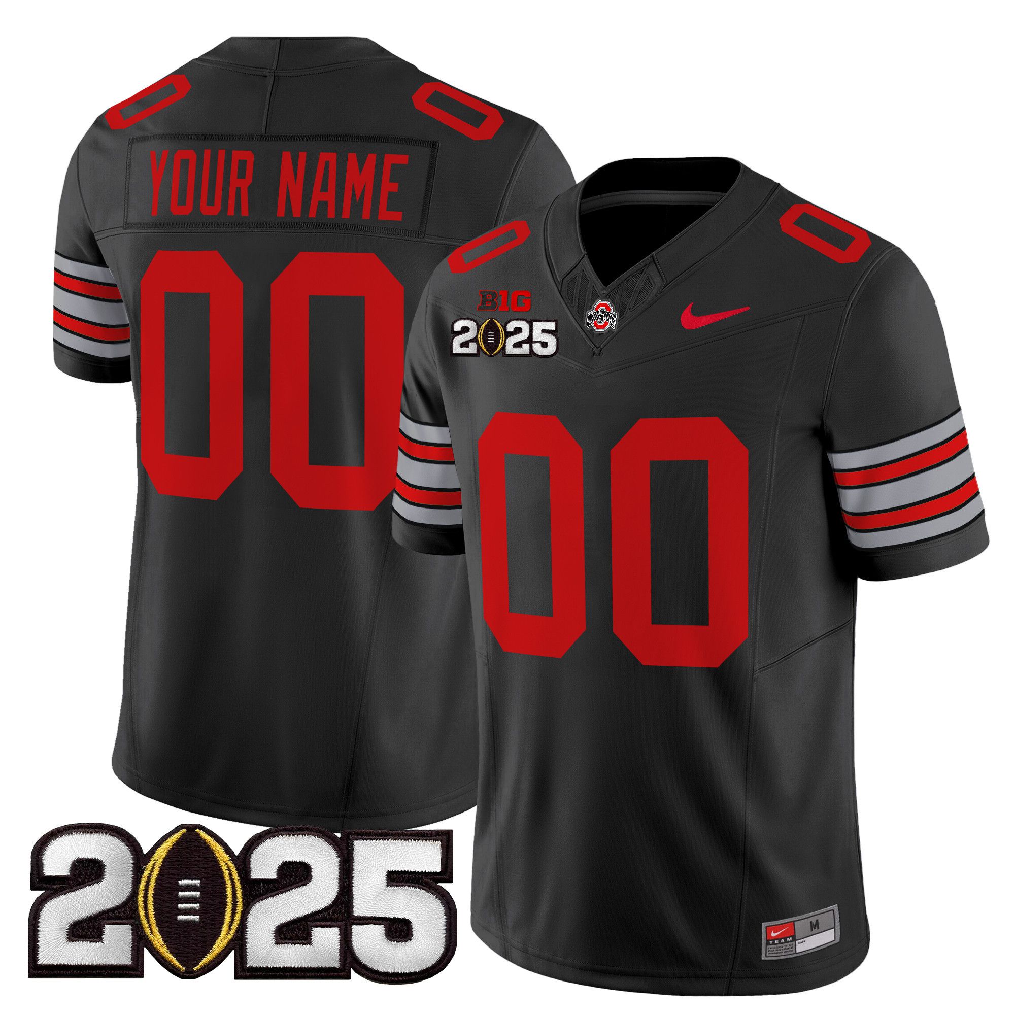 Men Ohio State Buckeyes Black 2025 CFP Final Patch Vapor Limited Custom NCAA Jersey